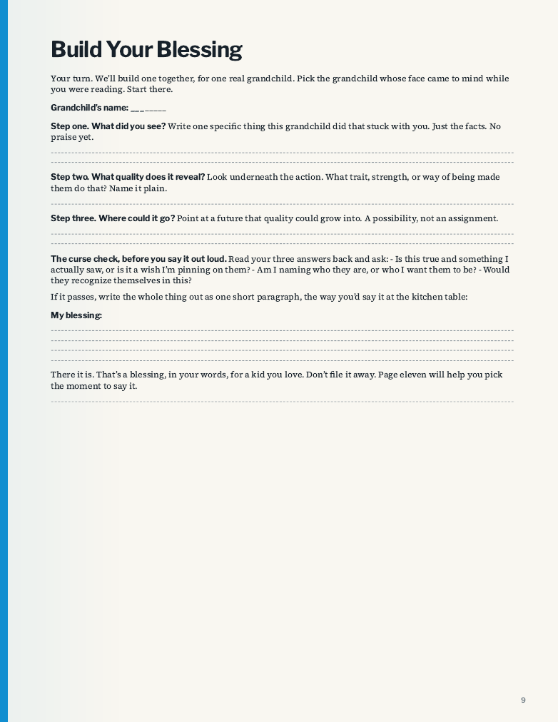 Worksheet page from the guide